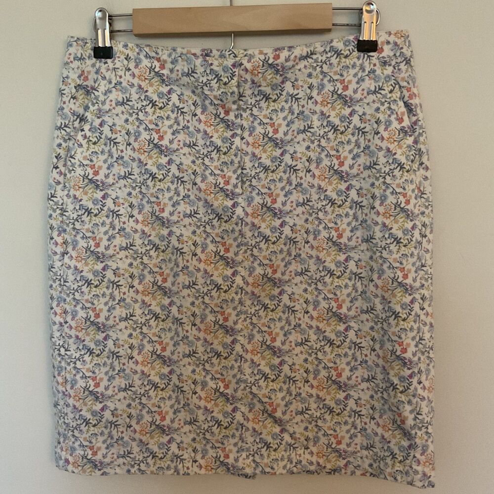 J Jill Skirt Sz 6 Live-in Chino Ditsy Floral Cotton Stretch Ivory Blue Purple
